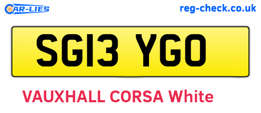 SG13YGO are the vehicle registration plates.
