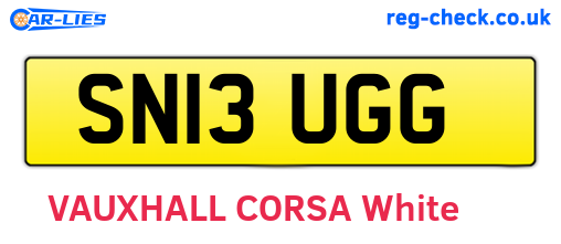 SN13UGG are the vehicle registration plates.