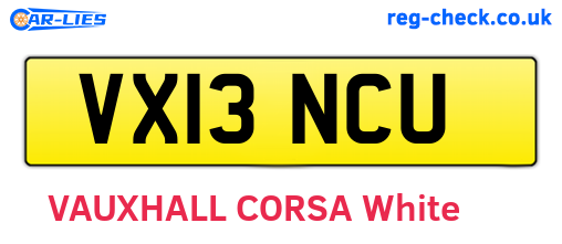 VX13NCU are the vehicle registration plates.