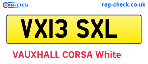VX13SXL are the vehicle registration plates.