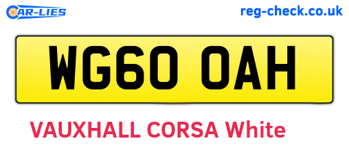 WG60OAH are the vehicle registration plates.
