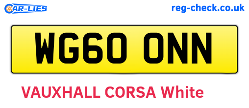 WG60ONN are the vehicle registration plates.