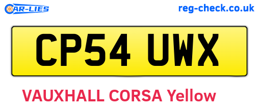 CP54UWX are the vehicle registration plates.