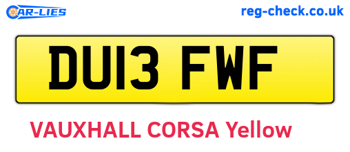 DU13FWF are the vehicle registration plates.