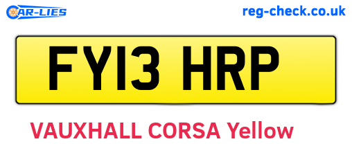 FY13HRP are the vehicle registration plates.