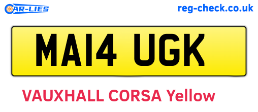 MA14UGK are the vehicle registration plates.