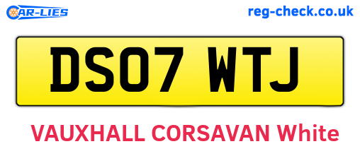 DS07WTJ are the vehicle registration plates.
