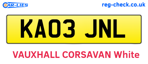 KA03JNL are the vehicle registration plates.