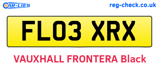 FL03XRX are the vehicle registration plates.