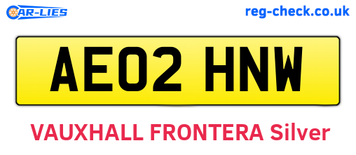 AE02HNW are the vehicle registration plates.