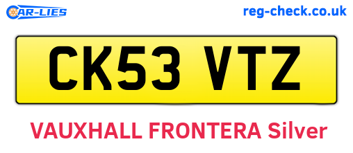 CK53VTZ are the vehicle registration plates.