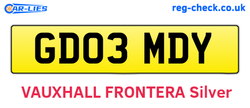 GD03MDY are the vehicle registration plates.