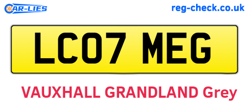LC07MEG are the vehicle registration plates.
