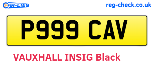 P999CAV are the vehicle registration plates.
