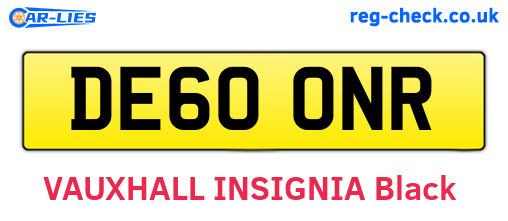 DE60ONR are the vehicle registration plates.
