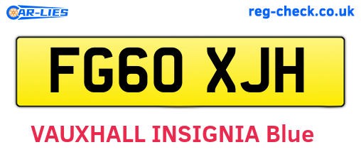 FG60XJH are the vehicle registration plates.