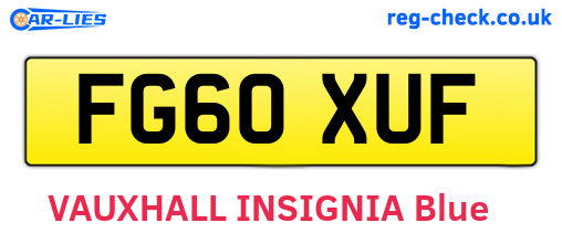 FG60XUF are the vehicle registration plates.