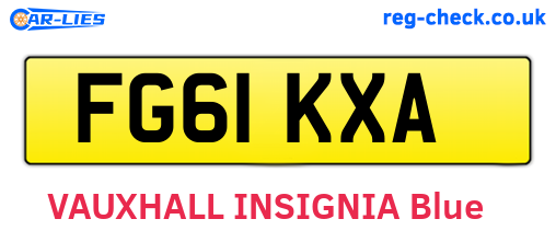 FG61KXA are the vehicle registration plates.