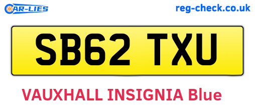 SB62TXU are the vehicle registration plates.