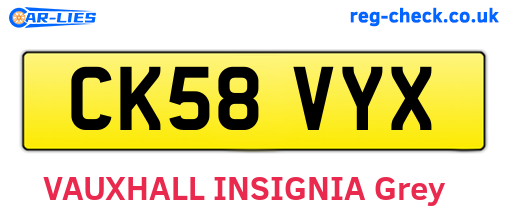 CK58VYX are the vehicle registration plates.