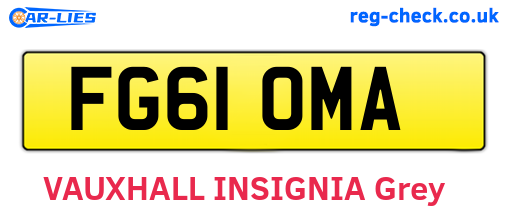 FG61OMA are the vehicle registration plates.