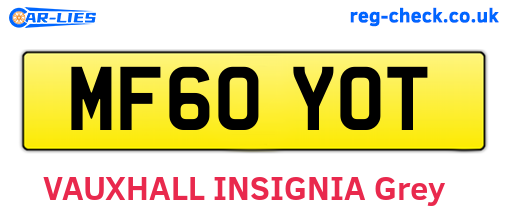 MF60YOT are the vehicle registration plates.