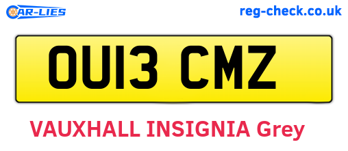 OU13CMZ are the vehicle registration plates.