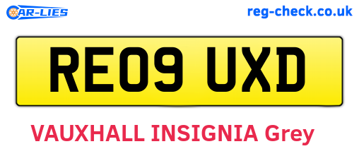RE09UXD are the vehicle registration plates.
