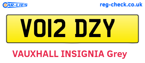 VO12DZY are the vehicle registration plates.