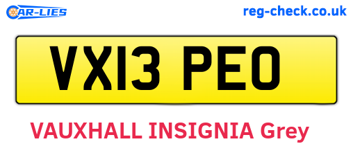 VX13PEO are the vehicle registration plates.