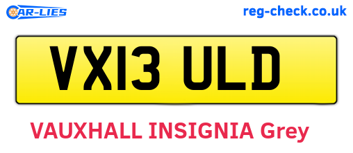 VX13ULD are the vehicle registration plates.