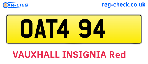 OAT494 are the vehicle registration plates.