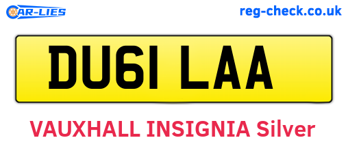 DU61LAA are the vehicle registration plates.