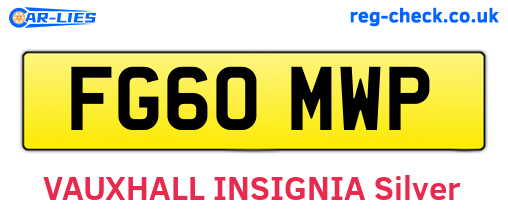 FG60MWP are the vehicle registration plates.