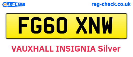 FG60XNW are the vehicle registration plates.