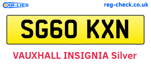 SG60KXN are the vehicle registration plates.