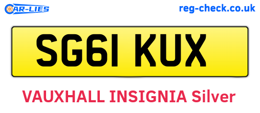SG61KUX are the vehicle registration plates.