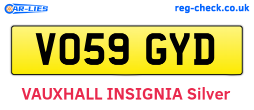 VO59GYD are the vehicle registration plates.