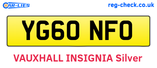 YG60NFO are the vehicle registration plates.