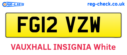 FG12VZW are the vehicle registration plates.