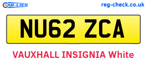 NU62ZCA are the vehicle registration plates.