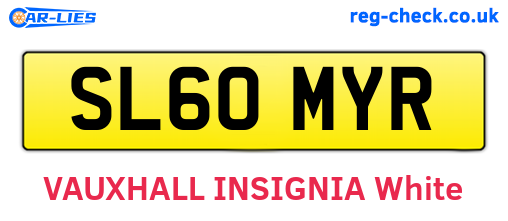 SL60MYR are the vehicle registration plates.