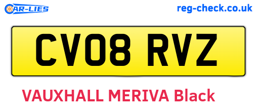 CV08RVZ are the vehicle registration plates.