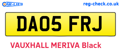 DA05FRJ are the vehicle registration plates.