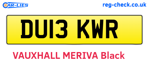 DU13KWR are the vehicle registration plates.