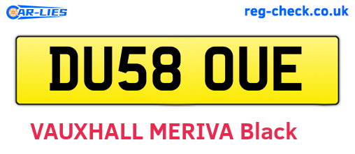 DU58OUE are the vehicle registration plates.