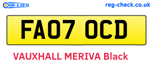 FA07OCD are the vehicle registration plates.