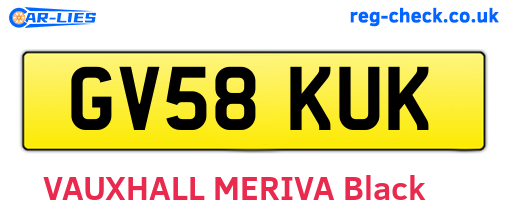 GV58KUK are the vehicle registration plates.