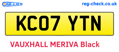 KC07YTN are the vehicle registration plates.