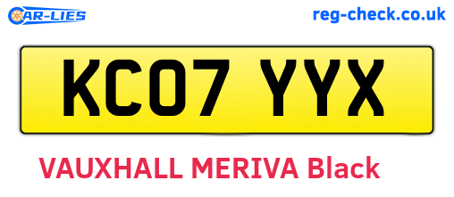 KC07YYX are the vehicle registration plates.